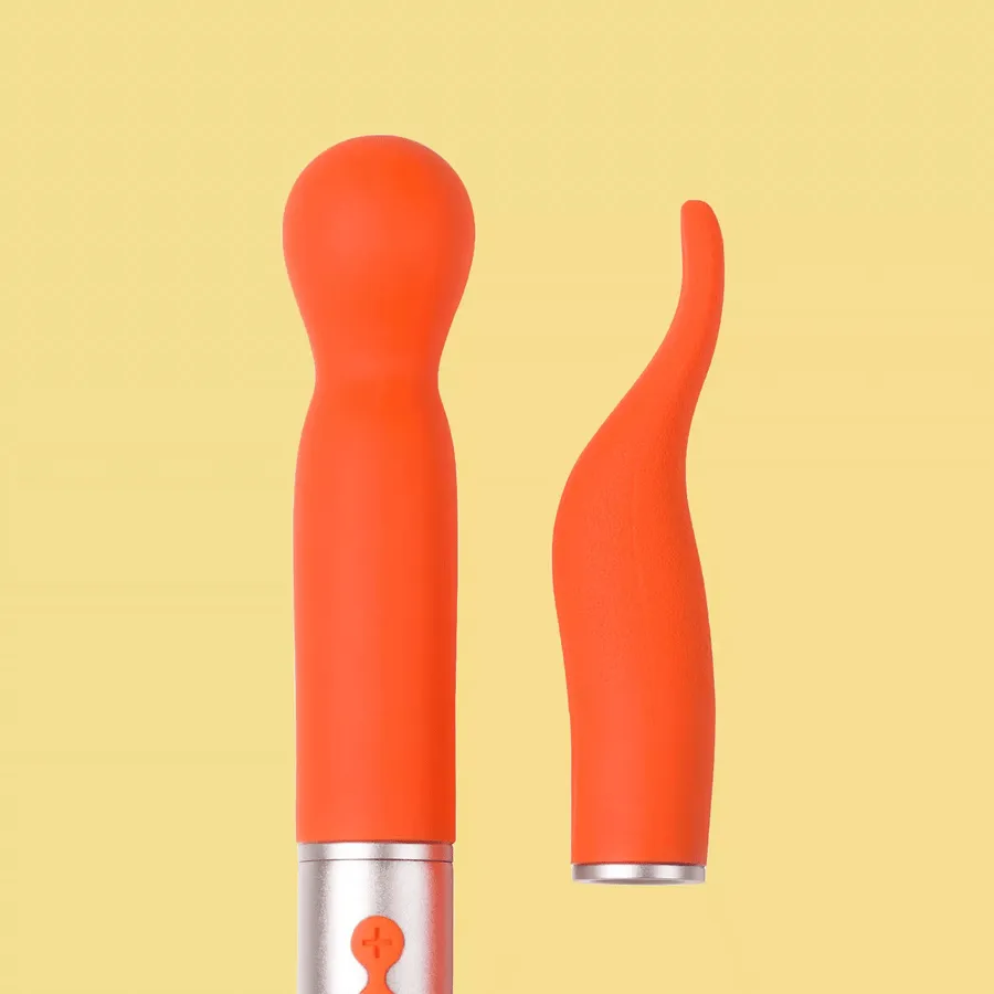 THE NAUGHTY COLLECTION Interchangeable Heads Vibrator Orange