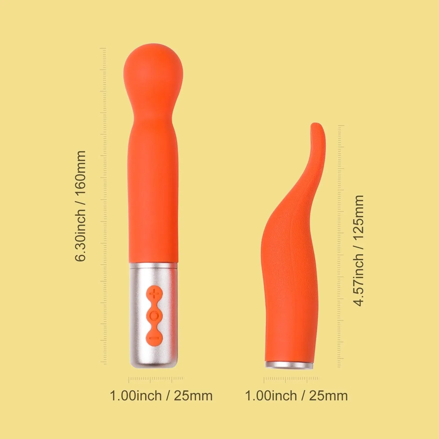 THE NAUGHTY COLLECTION Interchangeable Heads Vibrator Orange