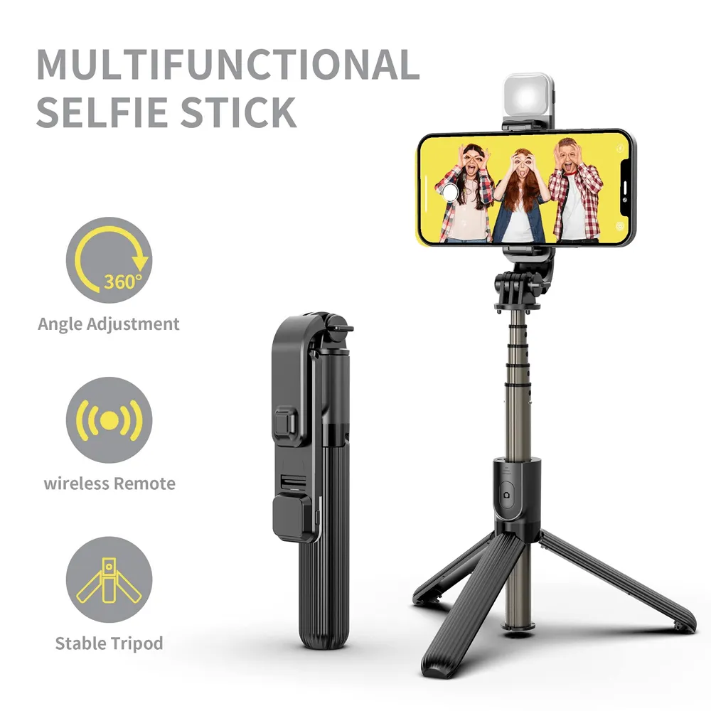 The Selfie Stick Tripod with Remote and Flashlight
