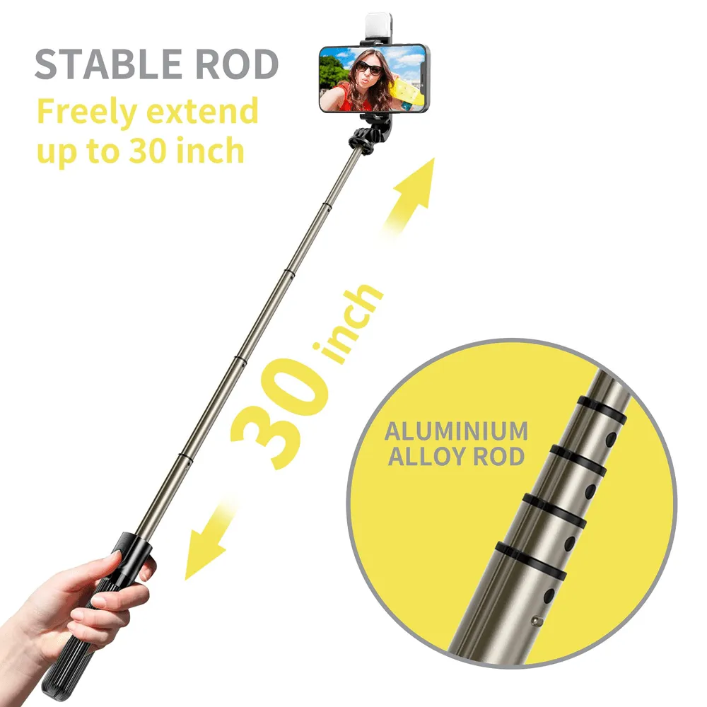 The Selfie Stick Tripod with Remote and Flashlight