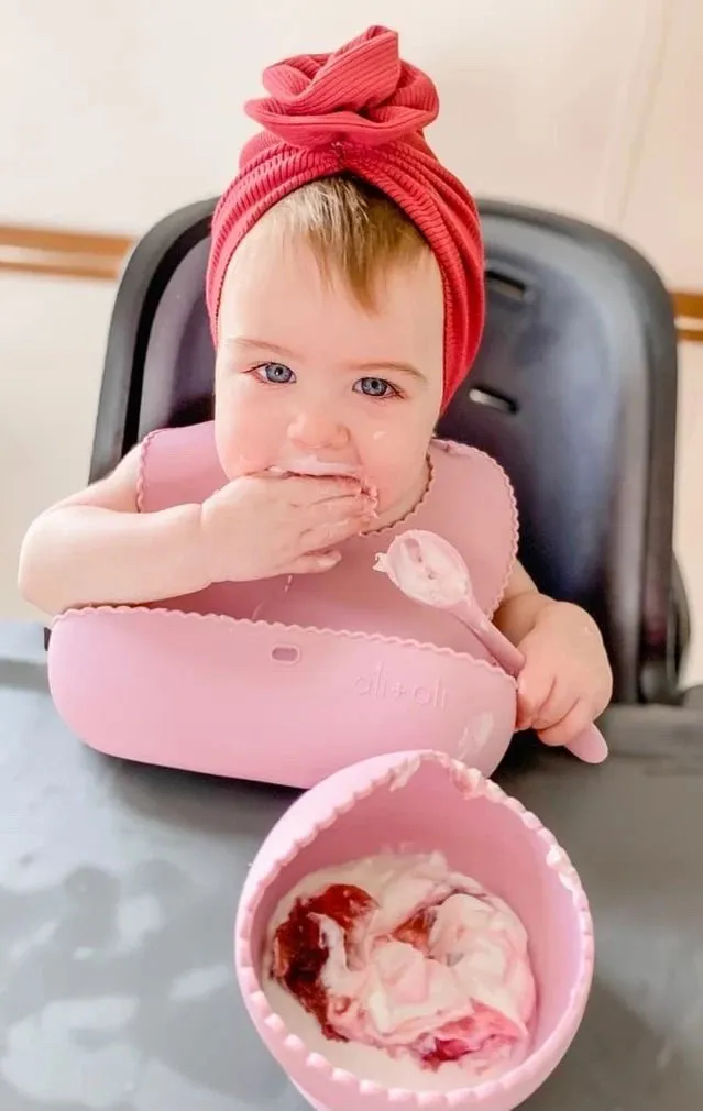 The Wavy Edge Silicone Roll-Up Bib - Various Colours