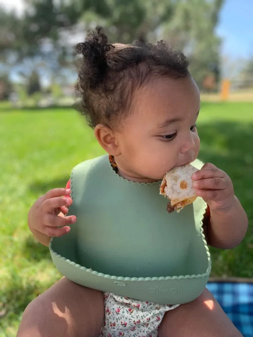 The Wavy Edge Silicone Roll-Up Bib - Various Colours