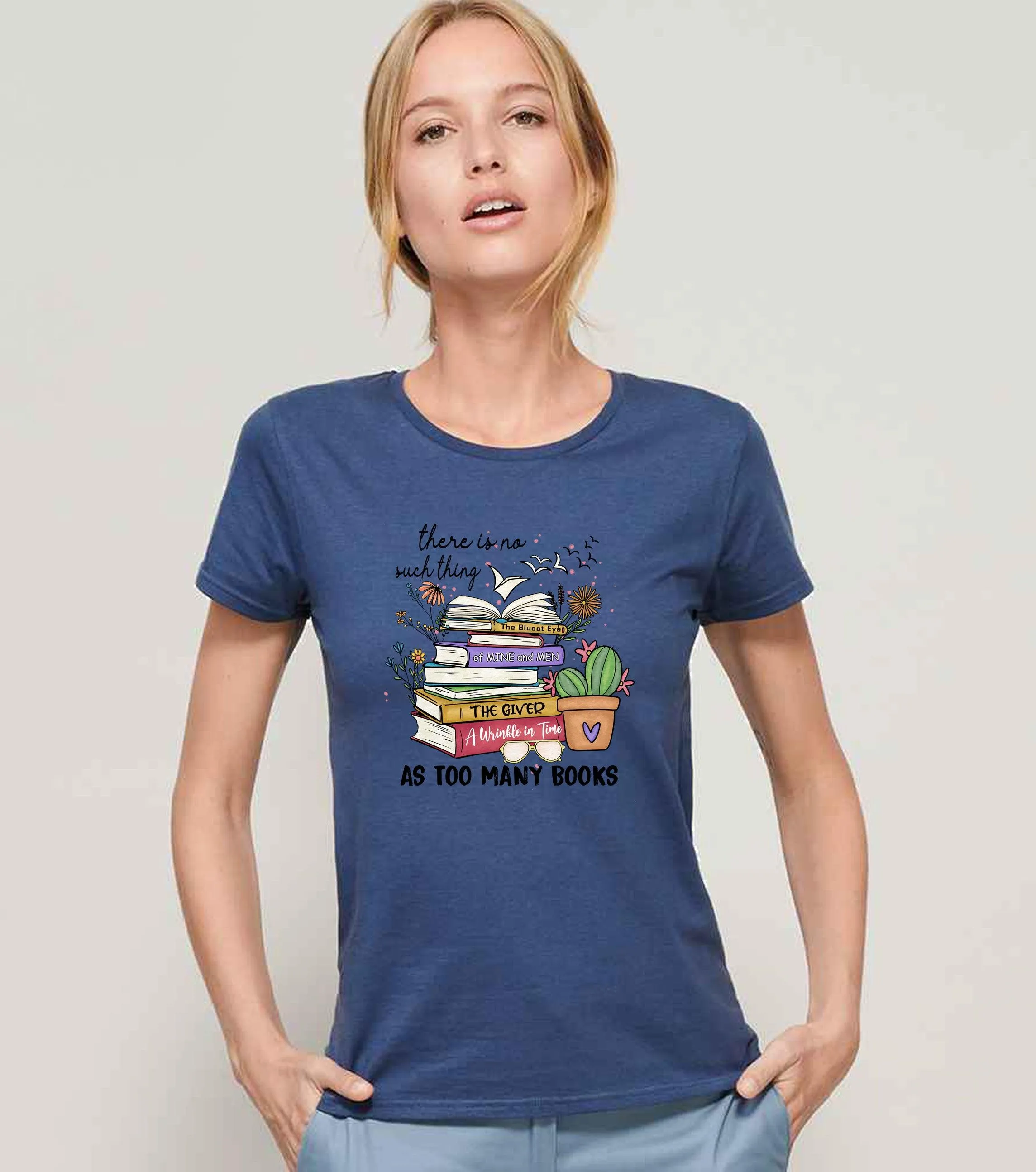 There is no such thing as too many books Ladies T-shirt