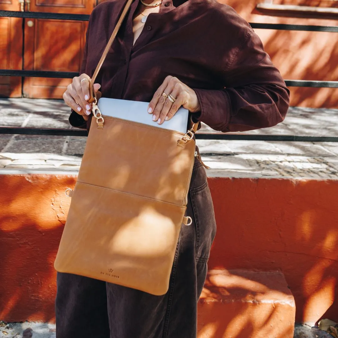 Toffee Convertible Laptop Bag (w Gold Fittings)