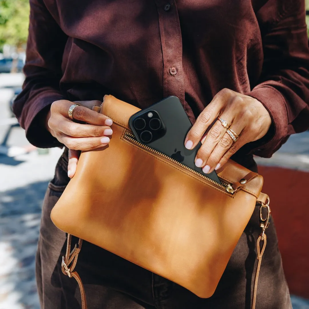 Toffee Convertible Laptop Bag (w Gold Fittings)