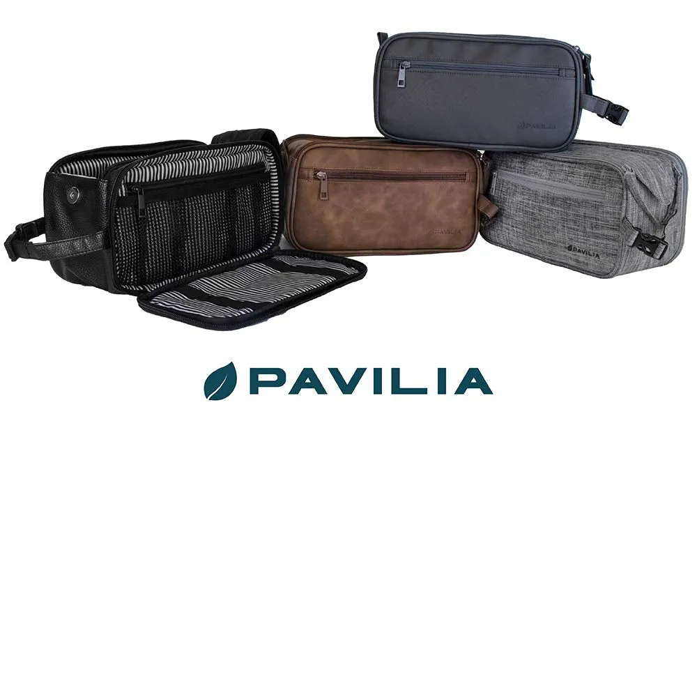 Toiletry Bag for Men, Travel Essentials Shaving Dopp Kit, Mens Travel Bag Toiletries Organizer Case for Grooming, PU Leather Water Resistant Cosmetic Bag Pouch (Dark Brown)