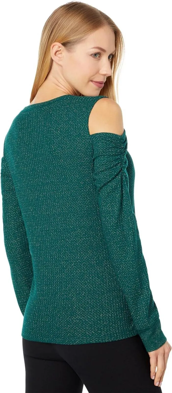 Tommy Hilfiger Long Sleeve Could Shoulder Top J2IH6834 Forest Green / Gold M