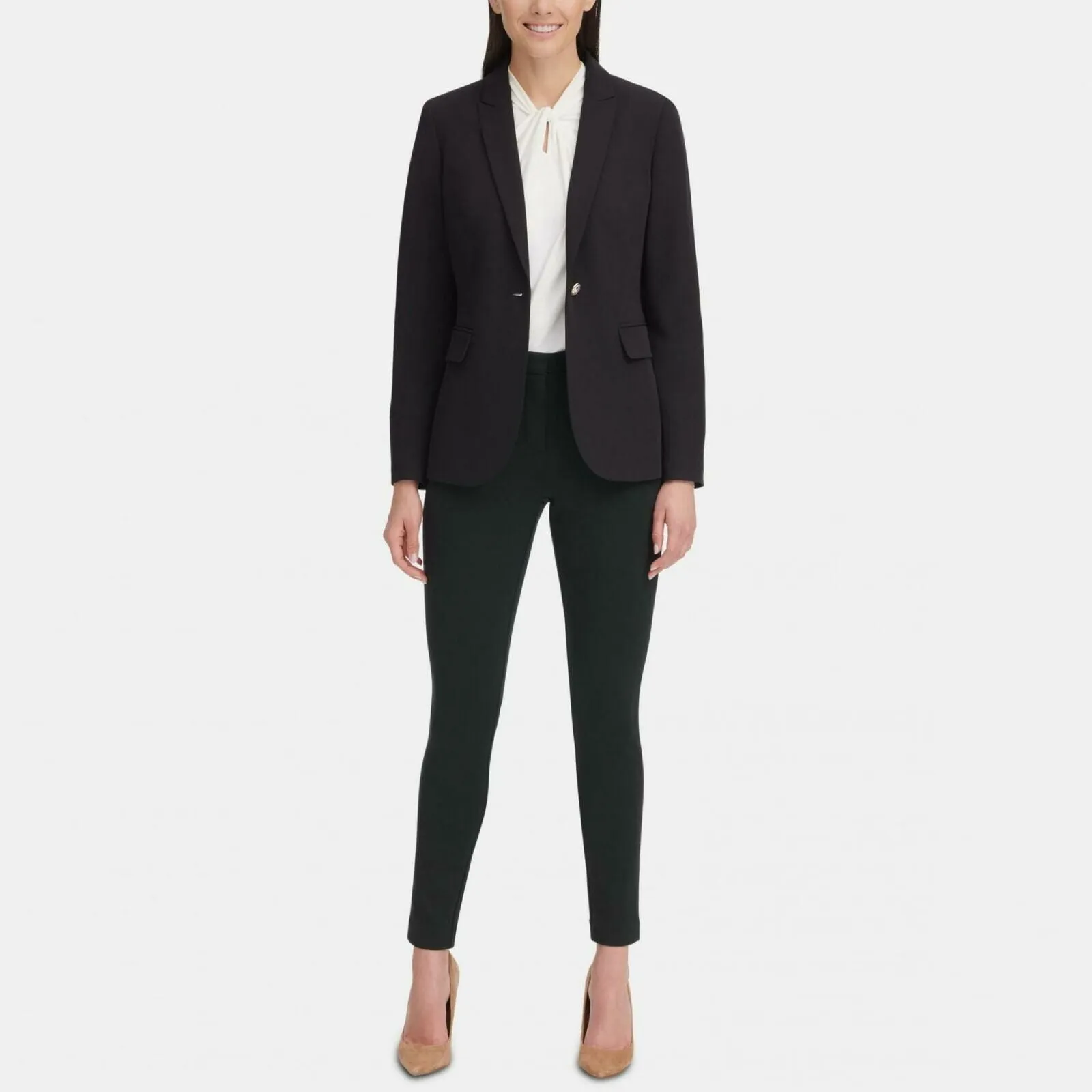 Tommy Hilfiger Women's One Button Blazer Jacket Black 4