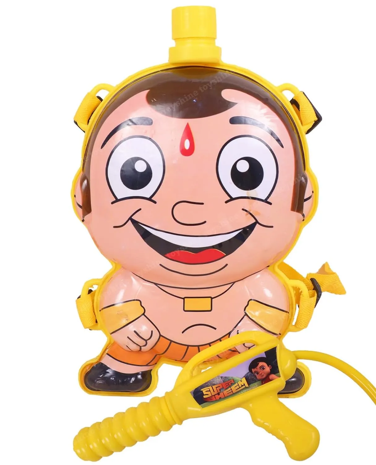Toyshine Holi Water Toy Gun with Pressure Mechanism for Long Throw, Back Holding Tank, Back Holding Tank, 1.5 L, Yellow