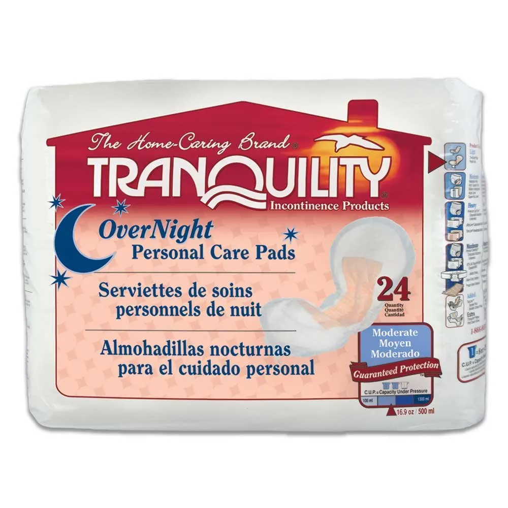 Tranquility 2382 Personal Care Pads, Overnight, Case/96 (4/24s)