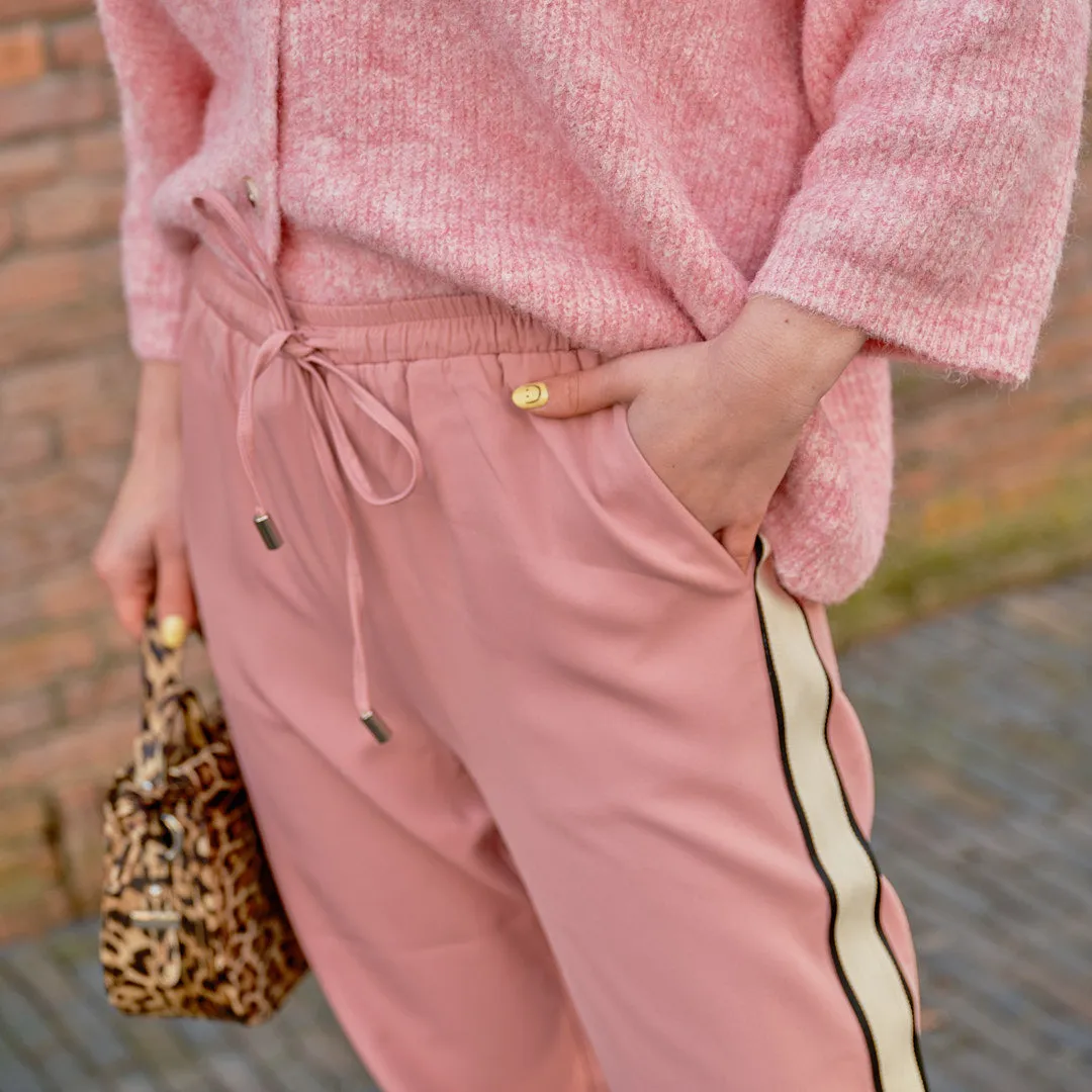 Travel broek streep roze