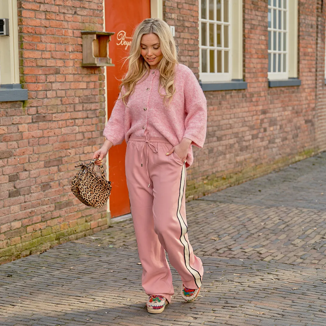 Travel broek streep roze