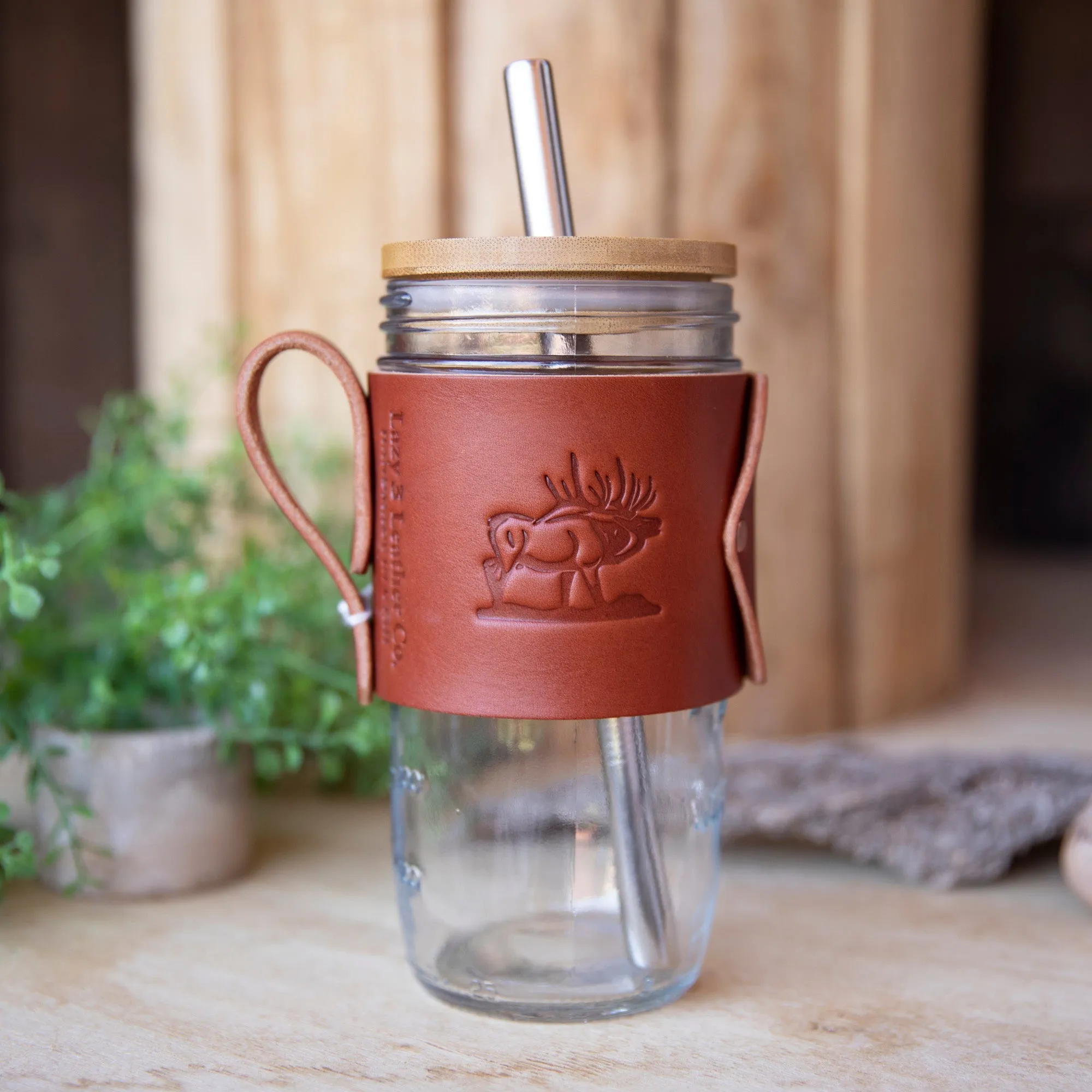 Travel Mug Bamboo lid with Boba Straw