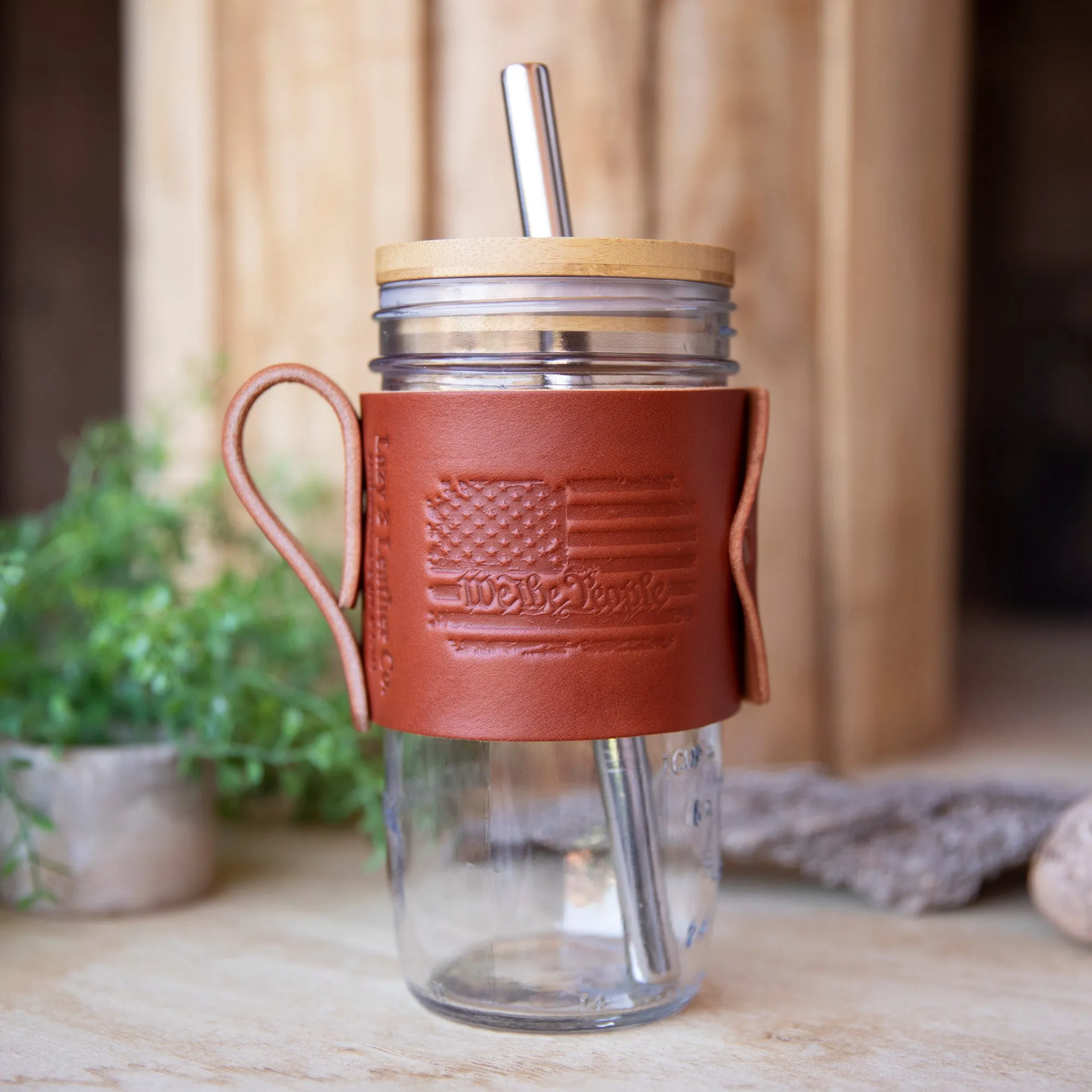 Travel Mug Bamboo lid with Boba Straw