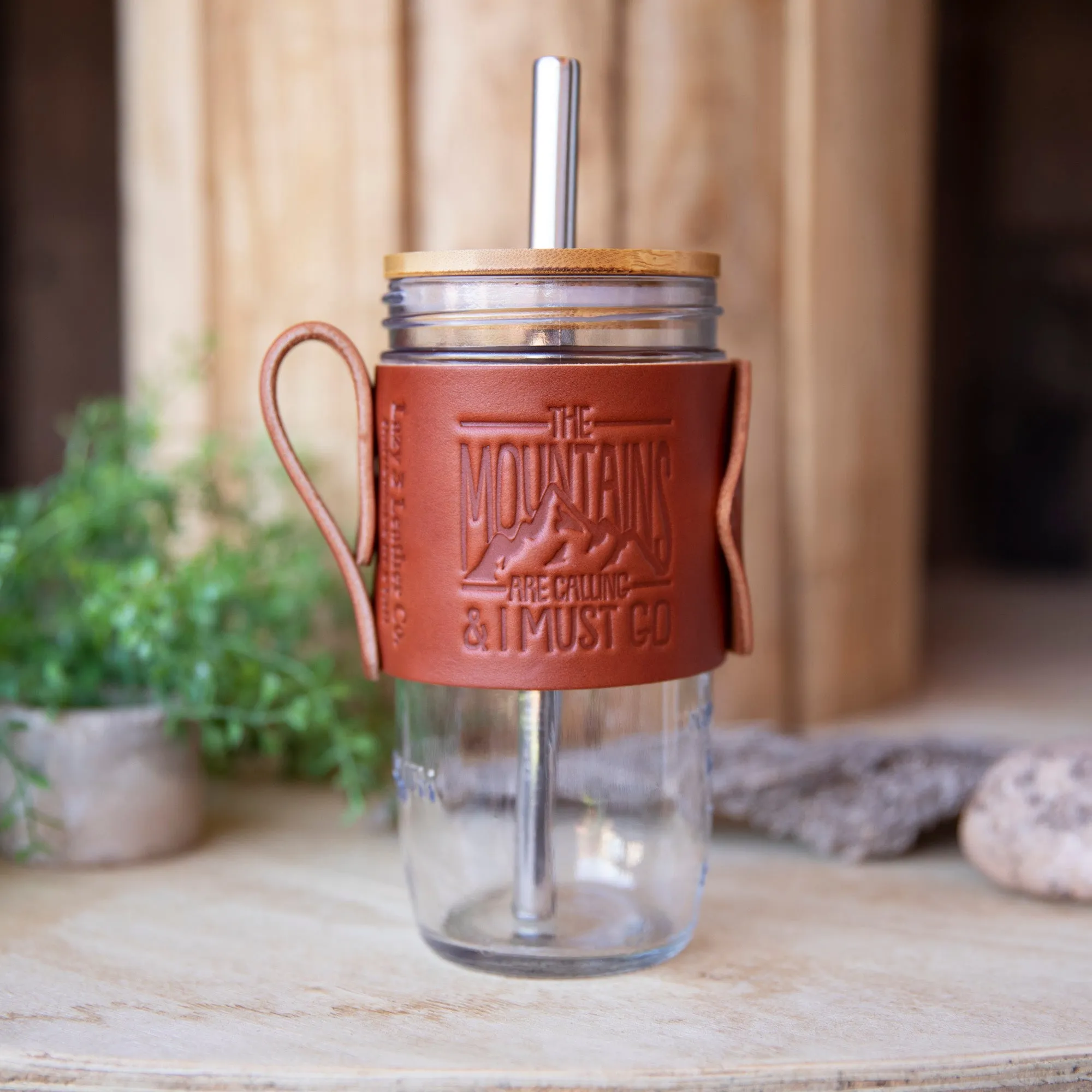 Travel Mug Bamboo lid with Boba Straw