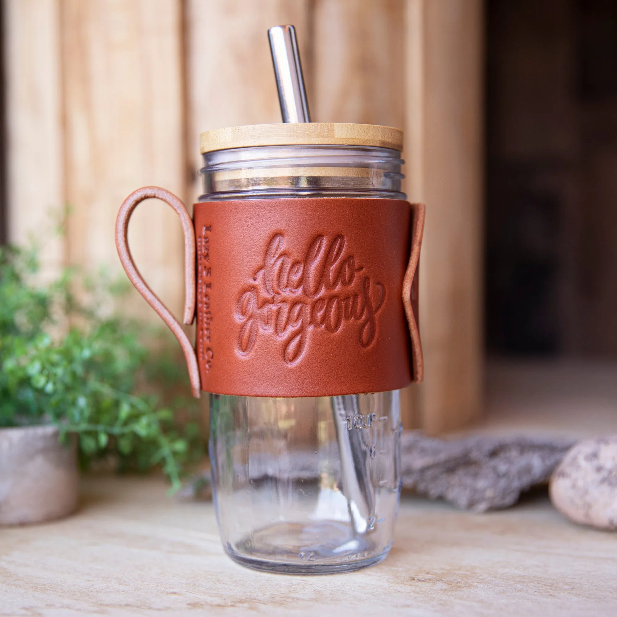 Travel Mug Bamboo lid with Boba Straw