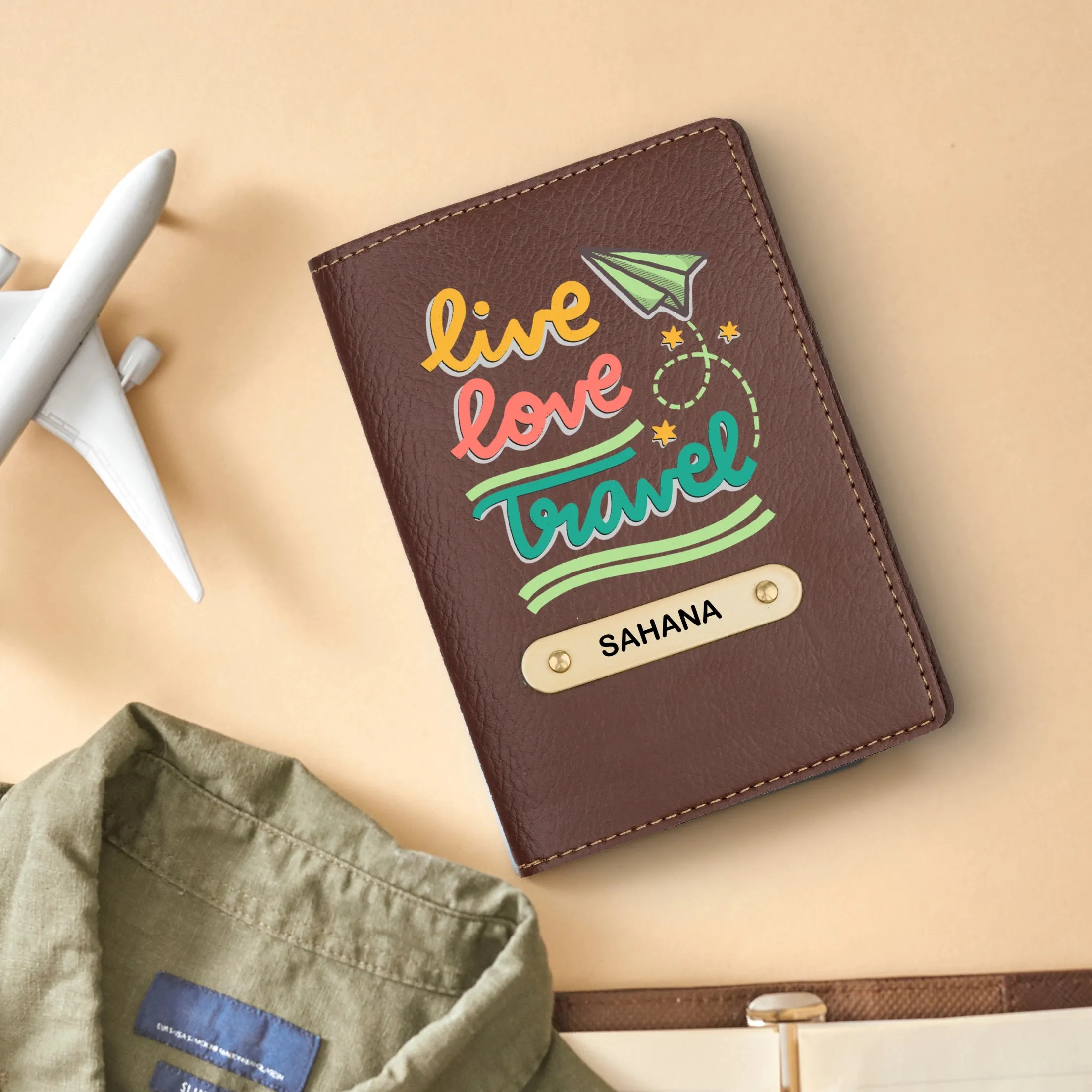 Travel Print Personalised Nexon Passport Cover 1 - Brown