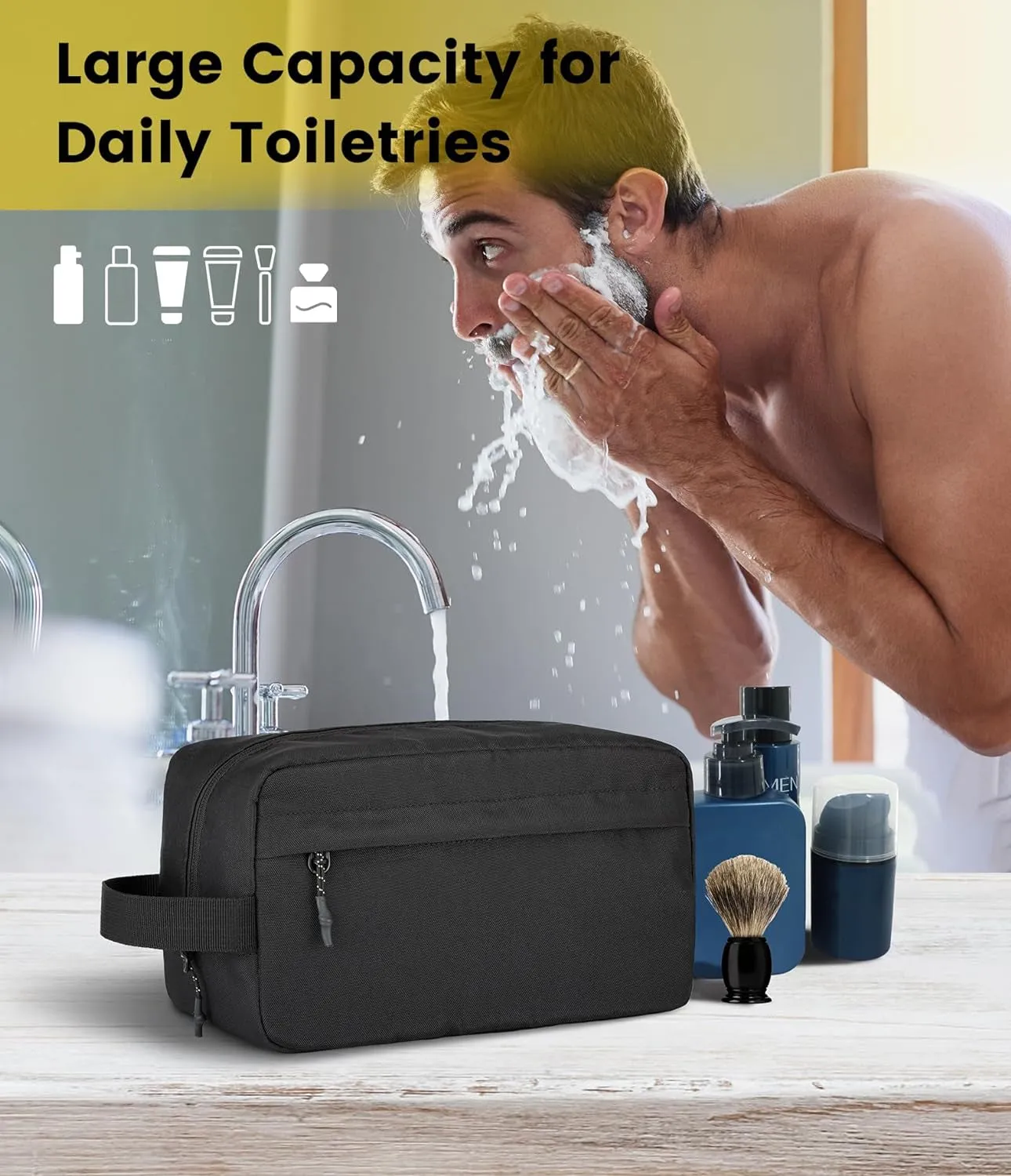 Travel Toiletry Bag for Men - Hanging Toiletries Bag Water Resistant Dopp Kit Travel Bag for Toiletries Accessories