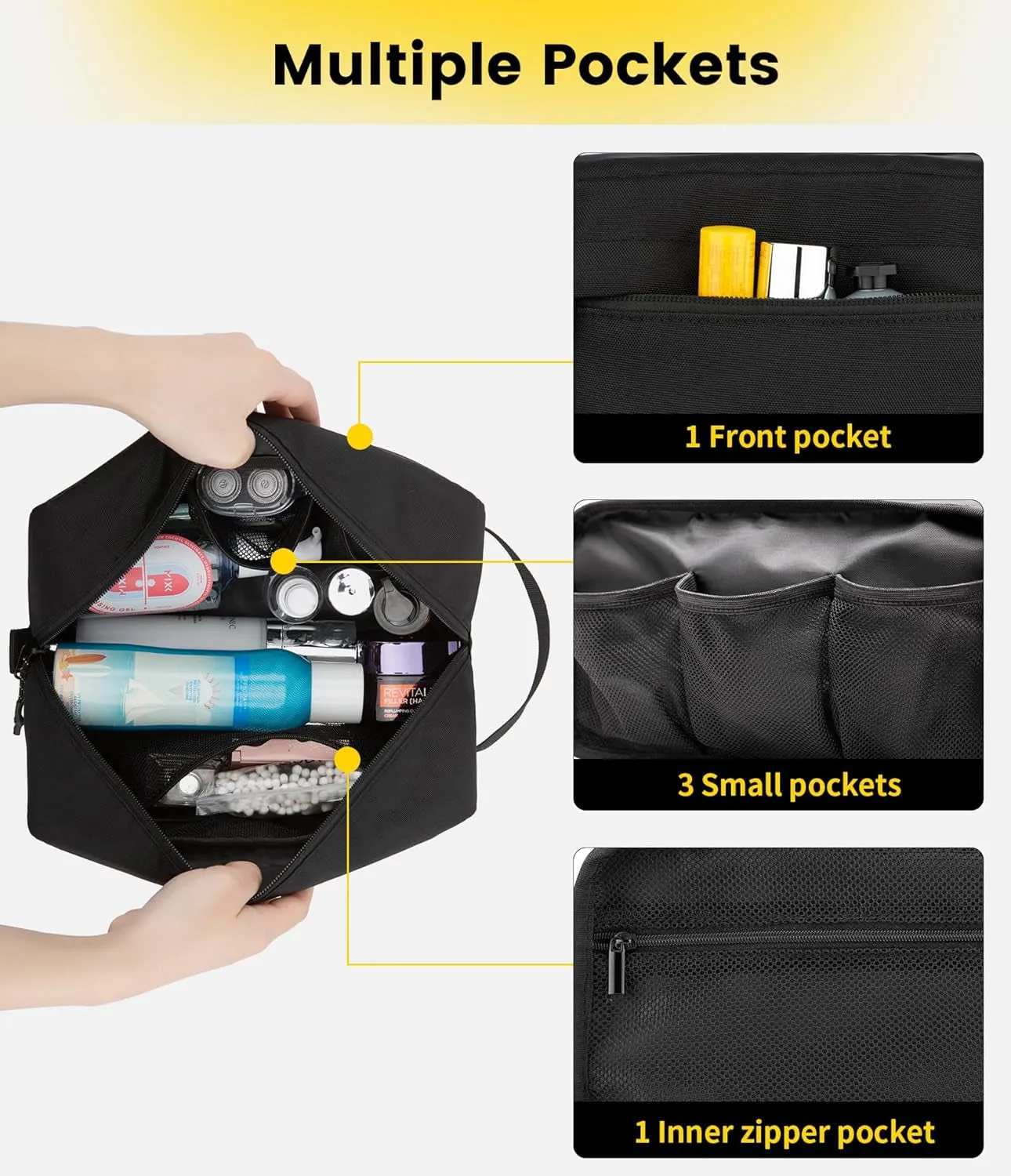 Travel Toiletry Bag for Men - Hanging Toiletries Bag Water Resistant Dopp Kit Travel Bag for Toiletries Accessories