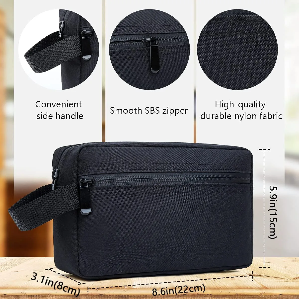 Travel Toiletry Bag for Women and Men, Water-Resistant Shaving Bag for Toiletries Accessories, Foldable Storage Bags with Divider and Handle for Cosmetics Toiletries Brushes Tools