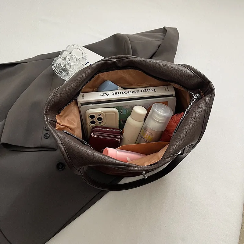 Turn Lock Suede Tote