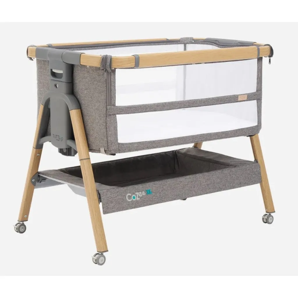 Tutti Bambini CoZee Bedside Crib - (Oak & Charcoal)  Castor  Rocking Bar - BundelPack  (1 year warranty)