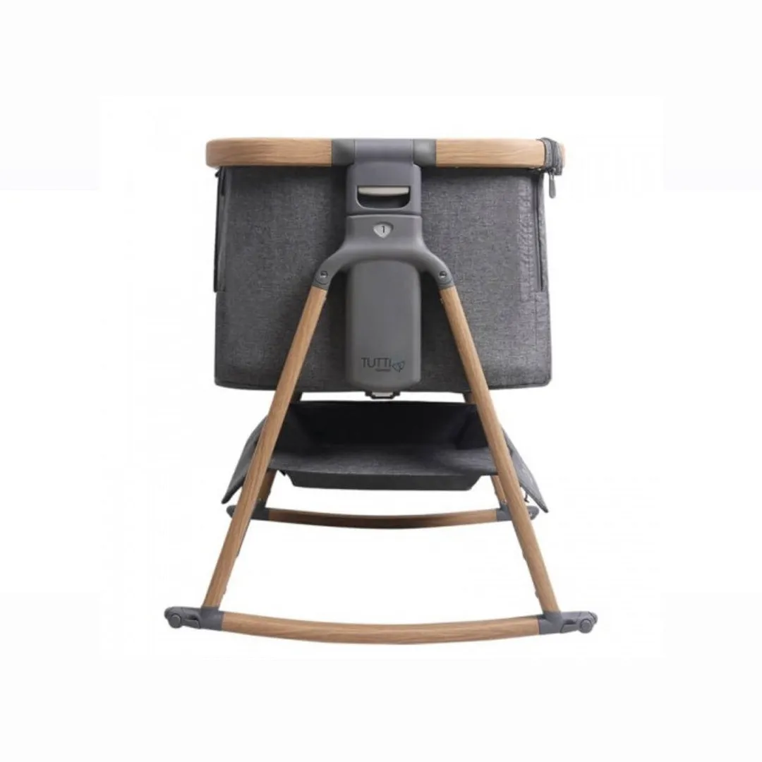 Tutti Bambini CoZee Bedside Crib - (Oak & Charcoal)  Castor  Rocking Bar - BundelPack  (1 year warranty)