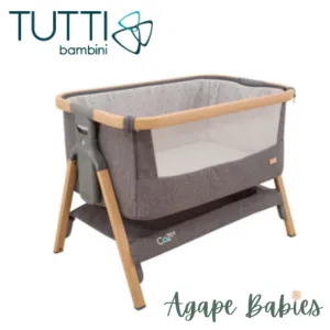 Tutti Bambini CoZee Bedside Crib - (Oak & Charcoal)  Castor  Rocking Bar - BundelPack  (1 year warranty)