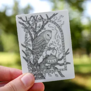 Twilight Tea Owl Sticker