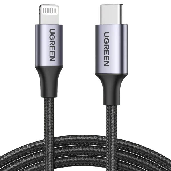 Ugreen USB-C to Lightning M/M Cable Aluminum Shell Braided 1m (Black)US304
