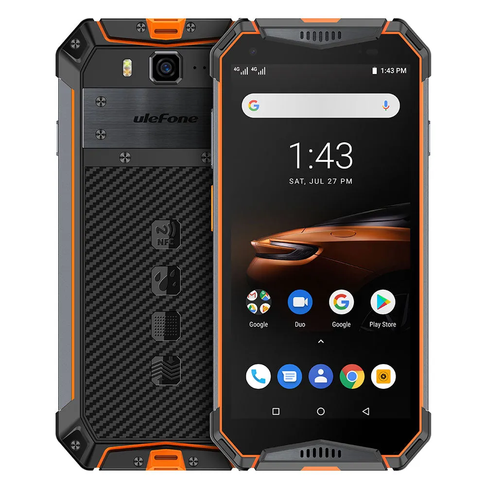 Ulefone Armor 3W IP68 Waterproof Mobile Phones Android 9.0 5.7"" Helio P70 6G 64G Face ID NFC Global Version Smartphone black