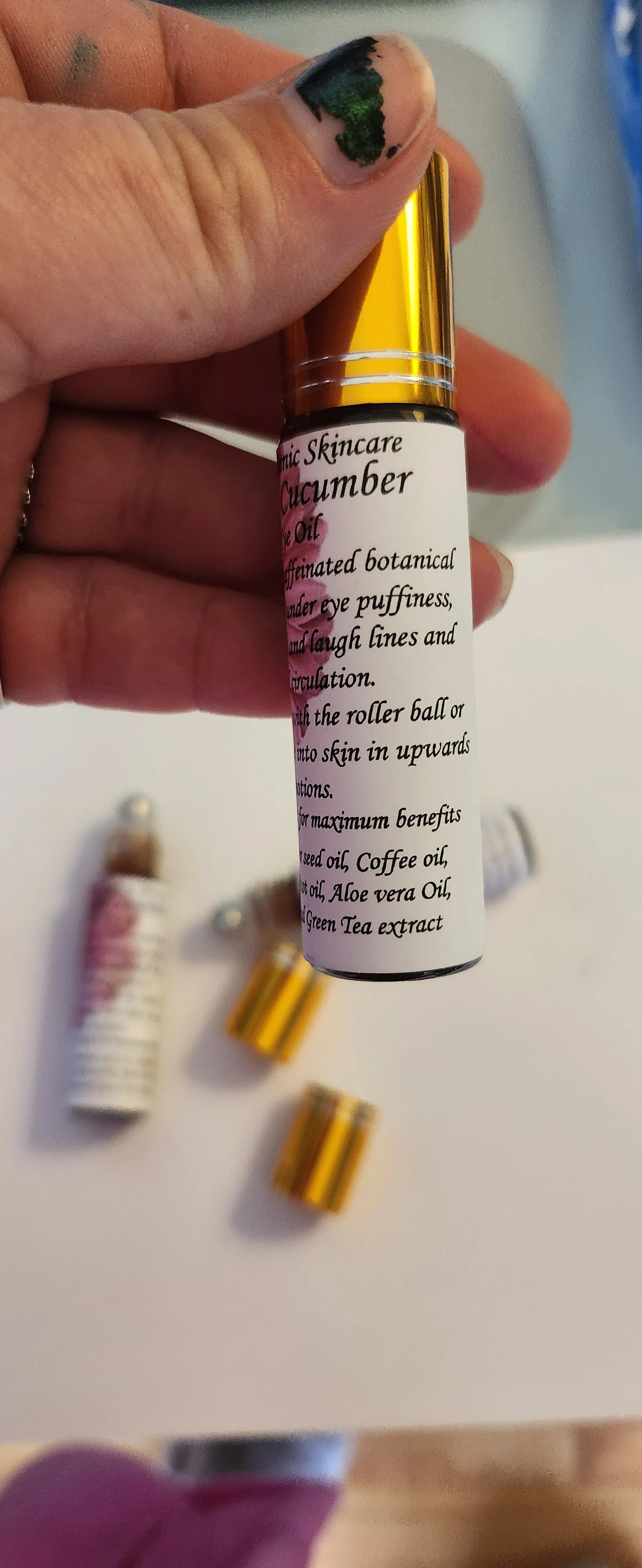 Under Eye Oil Roller, Coffee and Cucumber