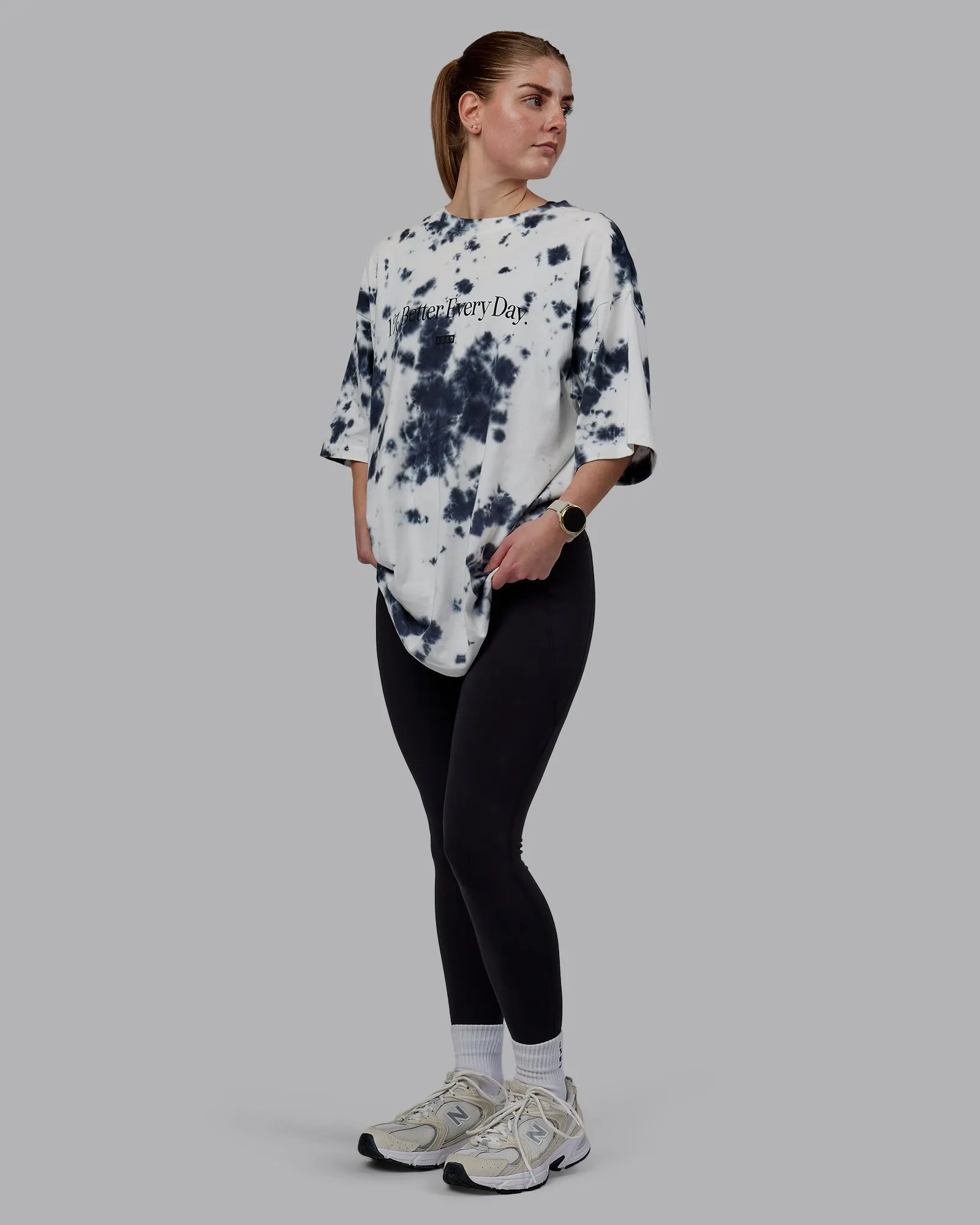 Unisex 1% Better Heavyweight Tee Oversize - White-Black Tie Dye