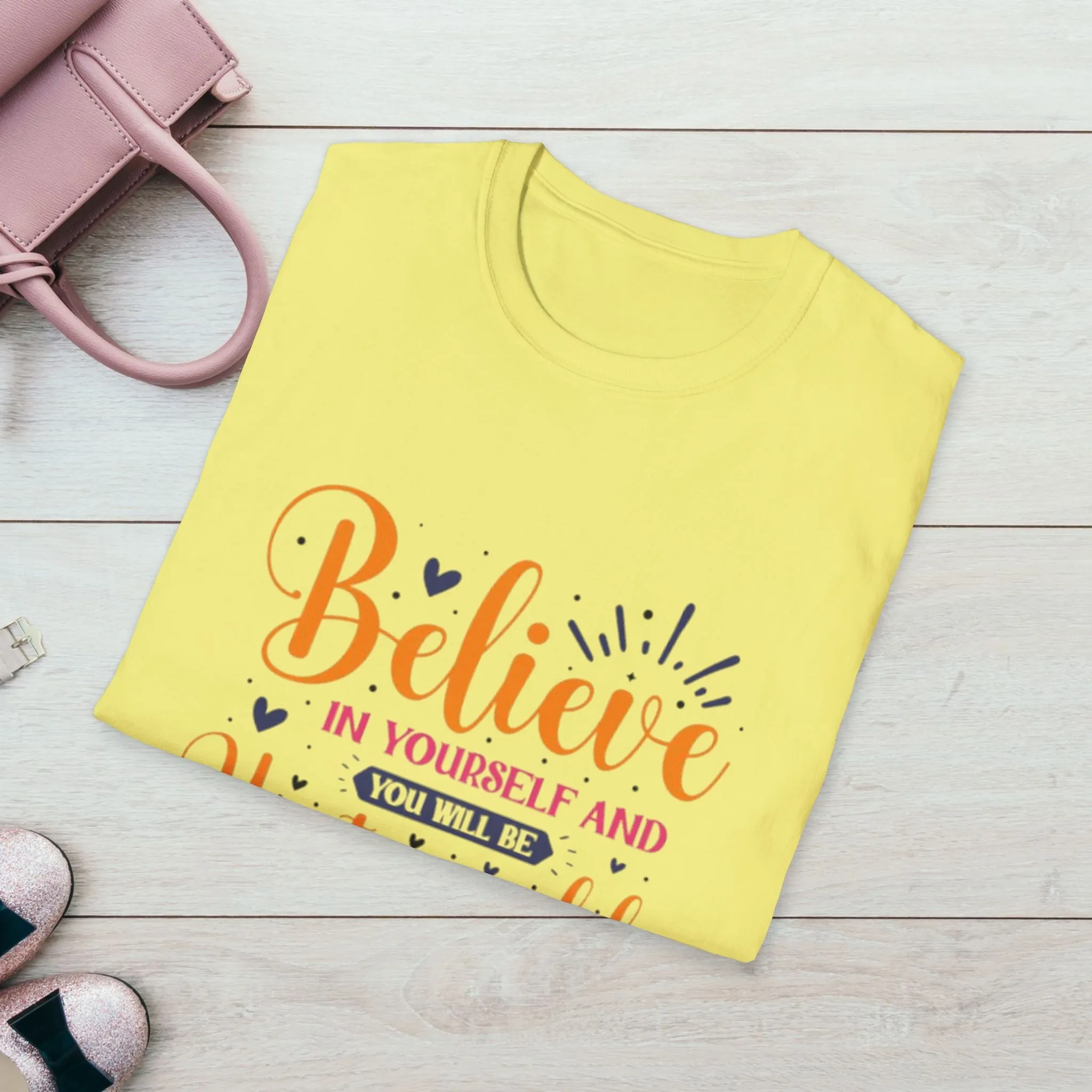 Unisex Softstyle T-Shirt - 'Believe in Yourself and You Will Be Unstoppable' Inspirational Tee
