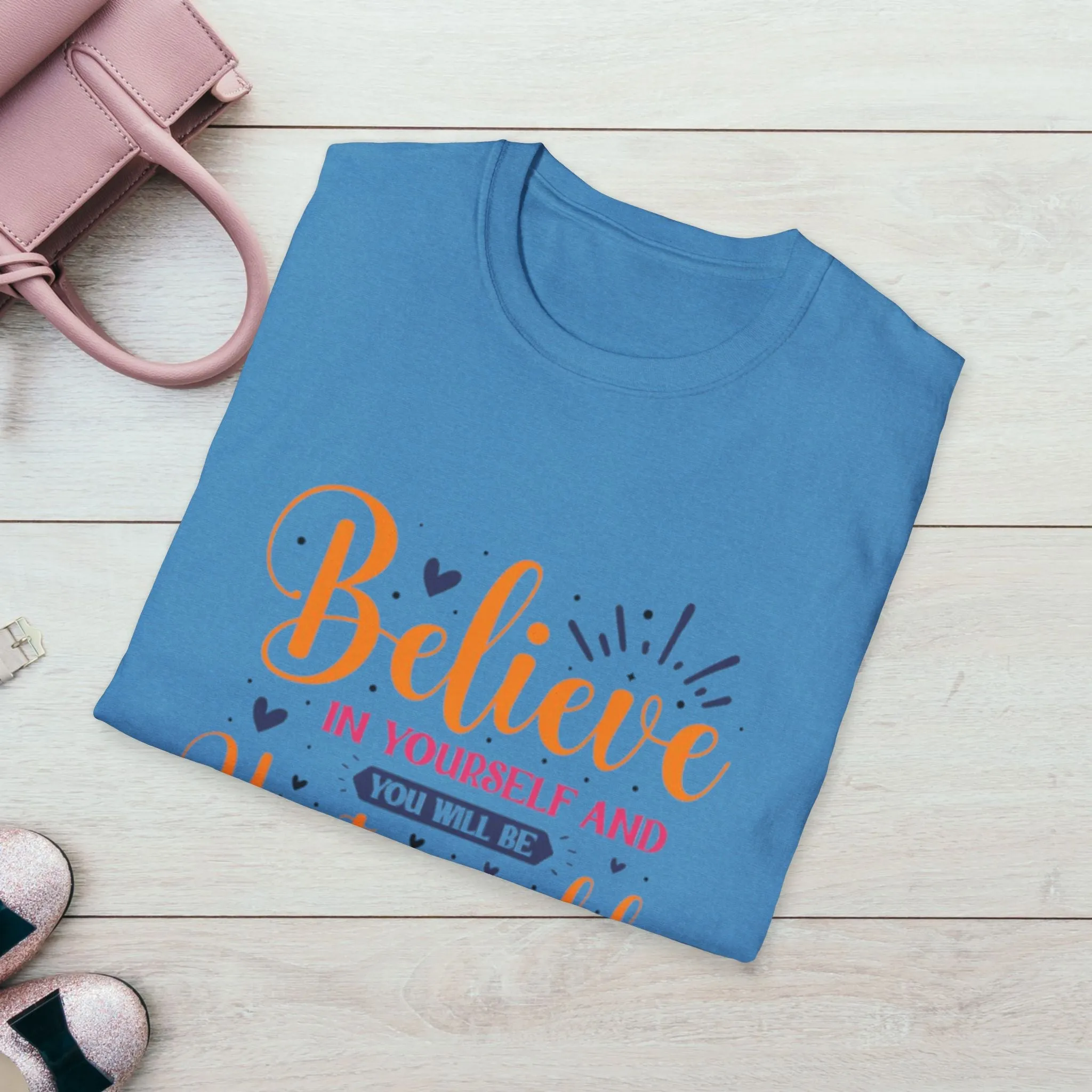 Unisex Softstyle T-Shirt - 'Believe in Yourself and You Will Be Unstoppable' Inspirational Tee
