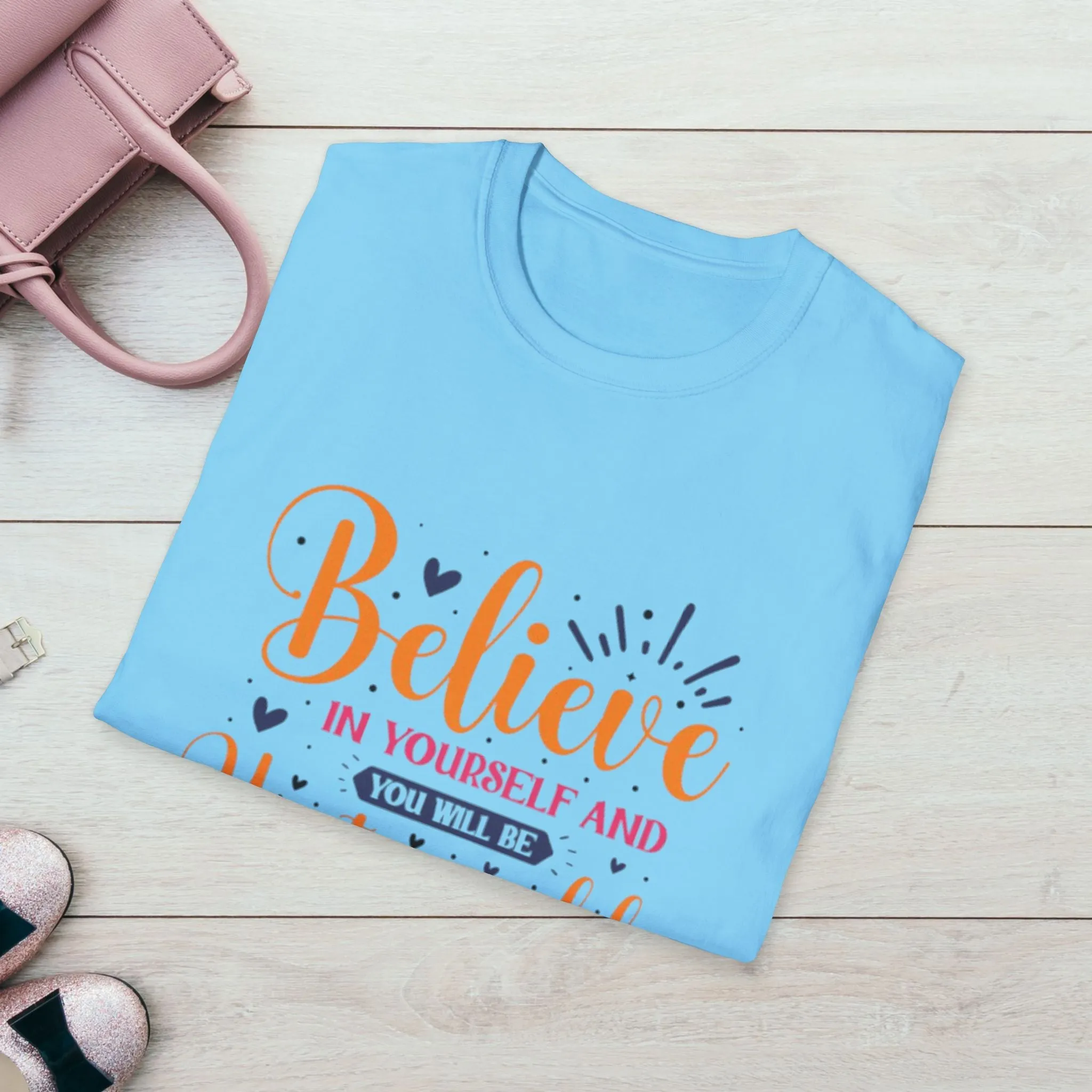 Unisex Softstyle T-Shirt - 'Believe in Yourself and You Will Be Unstoppable' Inspirational Tee