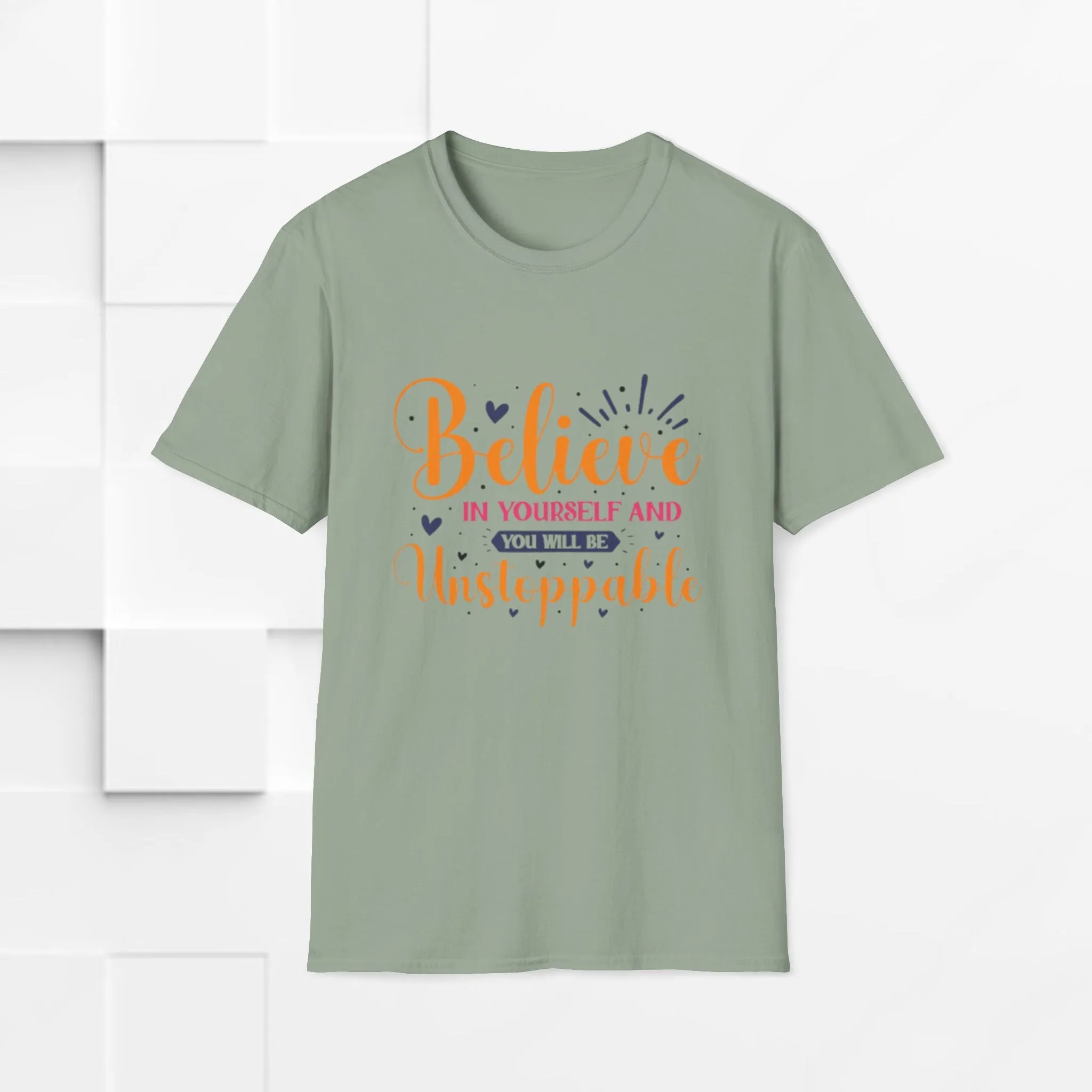 Unisex Softstyle T-Shirt - 'Believe in Yourself and You Will Be Unstoppable' Inspirational Tee