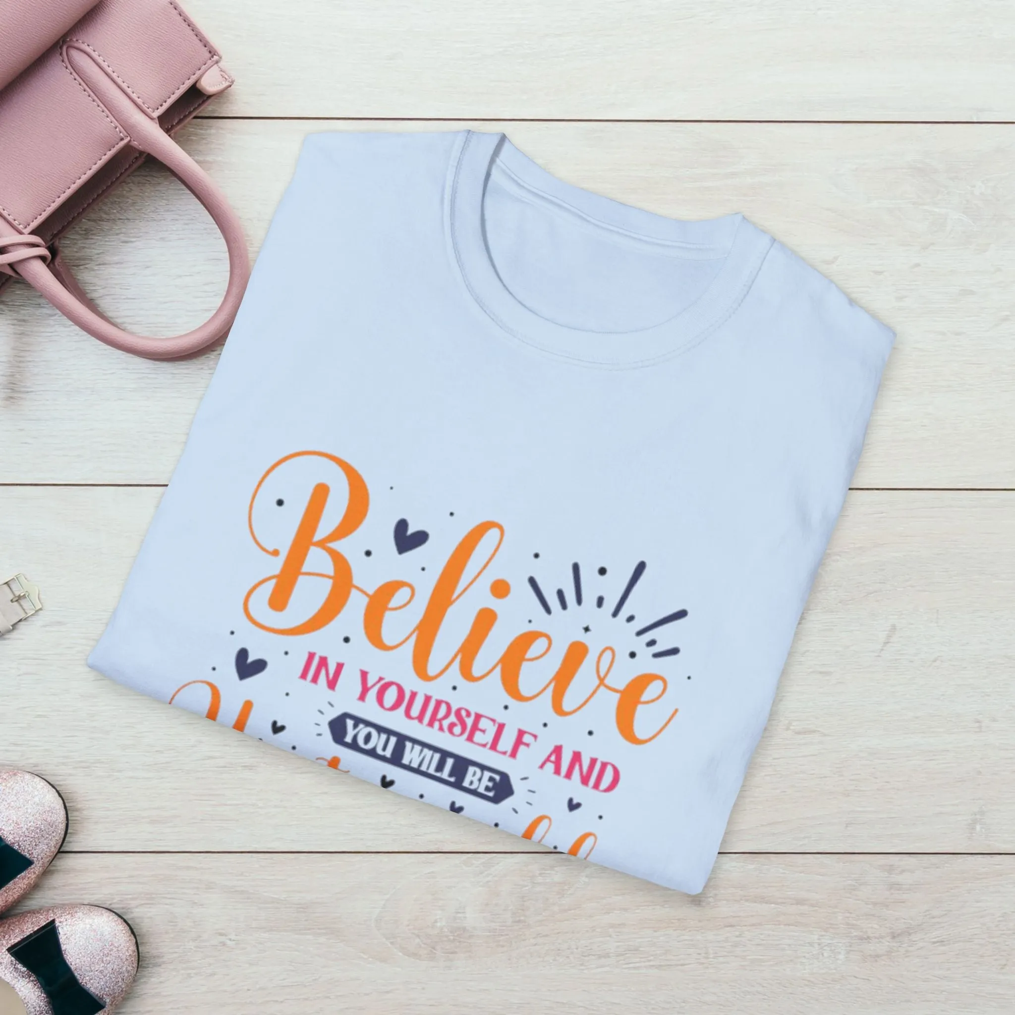 Unisex Softstyle T-Shirt - 'Believe in Yourself and You Will Be Unstoppable' Inspirational Tee