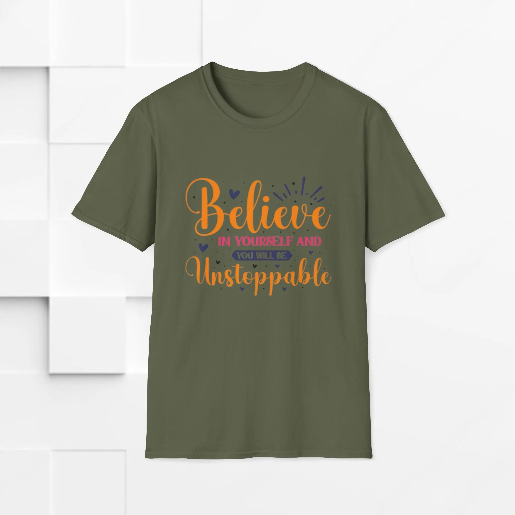 Unisex Softstyle T-Shirt - 'Believe in Yourself and You Will Be Unstoppable' Inspirational Tee
