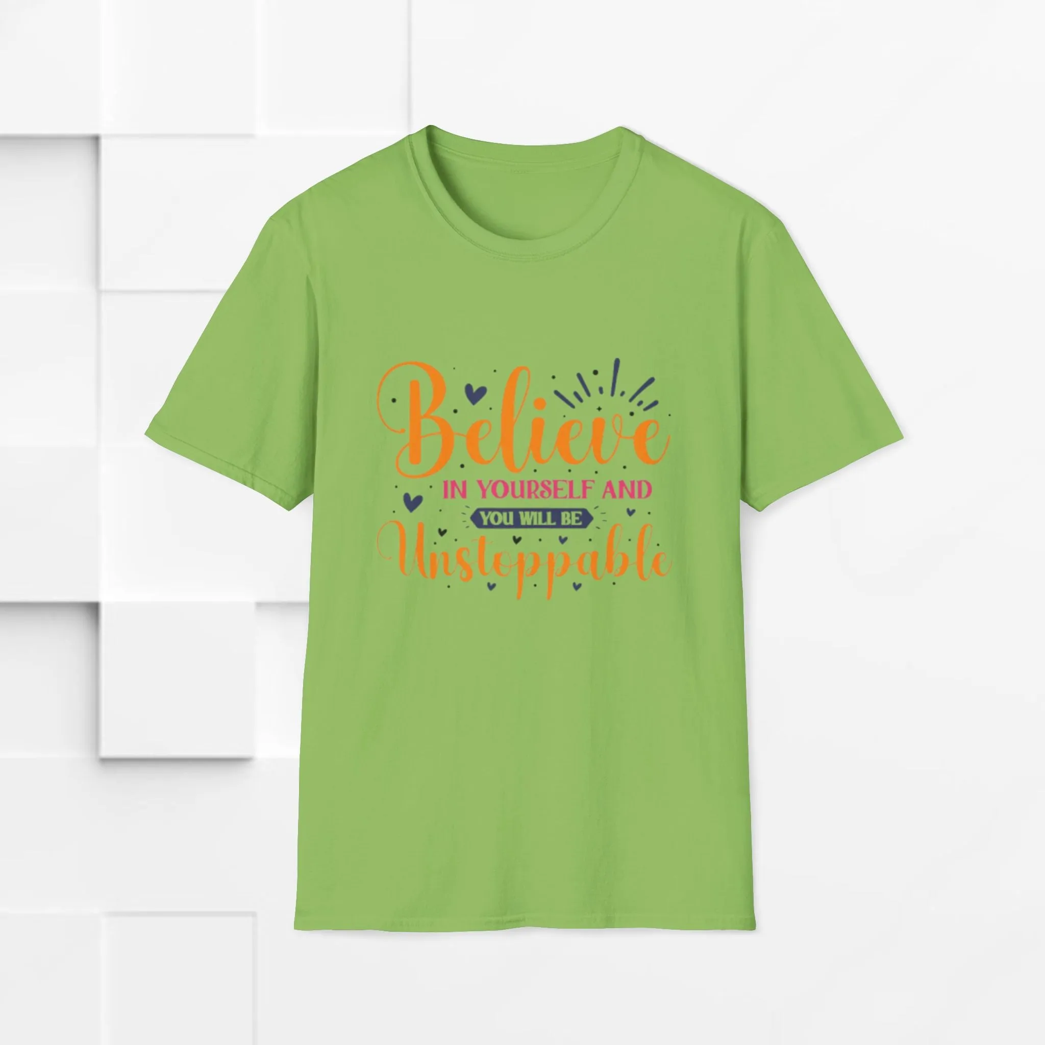 Unisex Softstyle T-Shirt - 'Believe in Yourself and You Will Be Unstoppable' Inspirational Tee