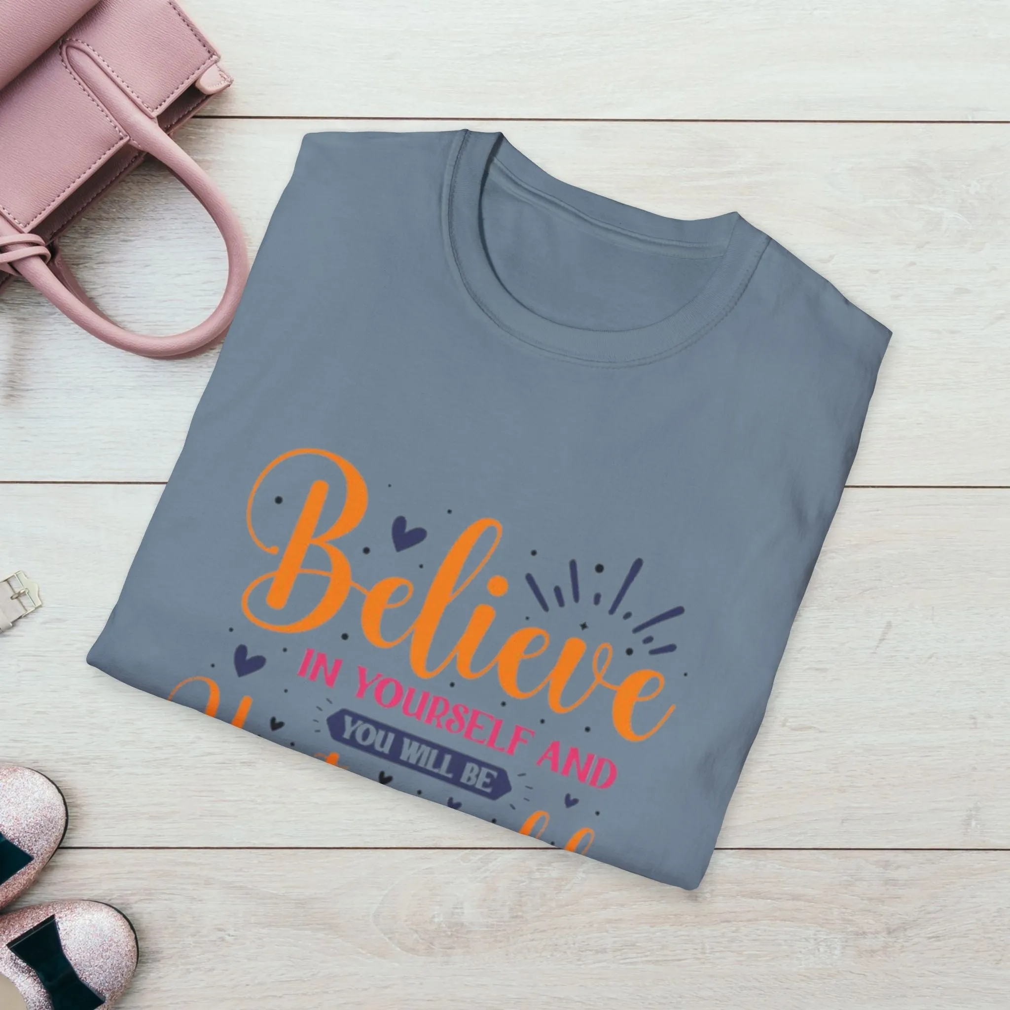 Unisex Softstyle T-Shirt - 'Believe in Yourself and You Will Be Unstoppable' Inspirational Tee