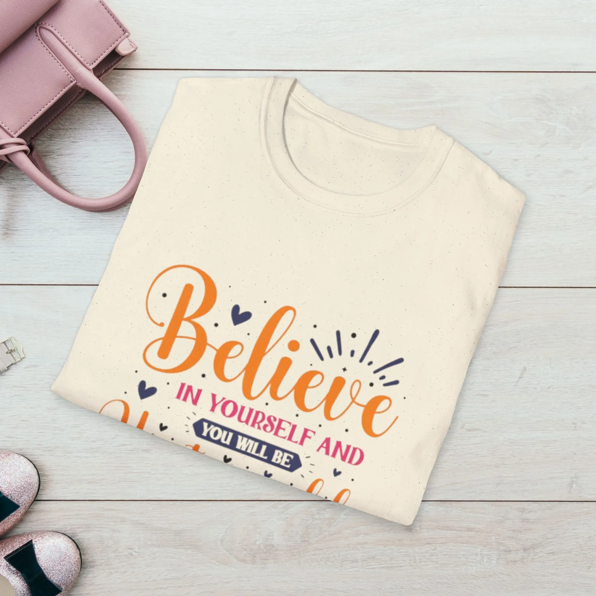 Unisex Softstyle T-Shirt - 'Believe in Yourself and You Will Be Unstoppable' Inspirational Tee