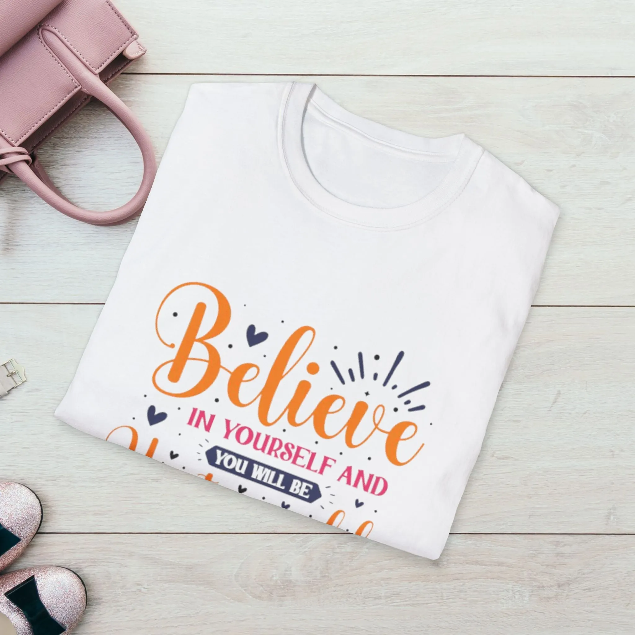 Unisex Softstyle T-Shirt - 'Believe in Yourself and You Will Be Unstoppable' Inspirational Tee