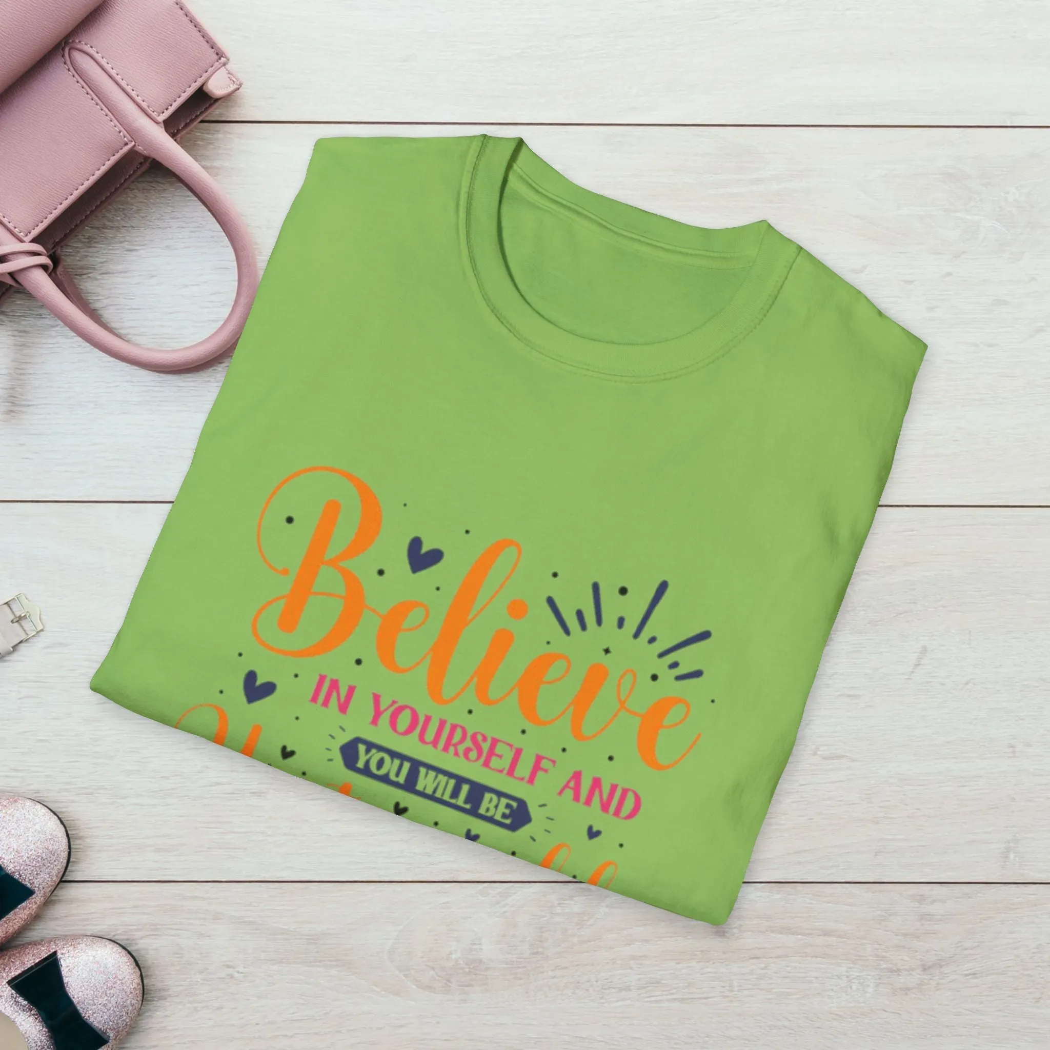 Unisex Softstyle T-Shirt - 'Believe in Yourself and You Will Be Unstoppable' Inspirational Tee