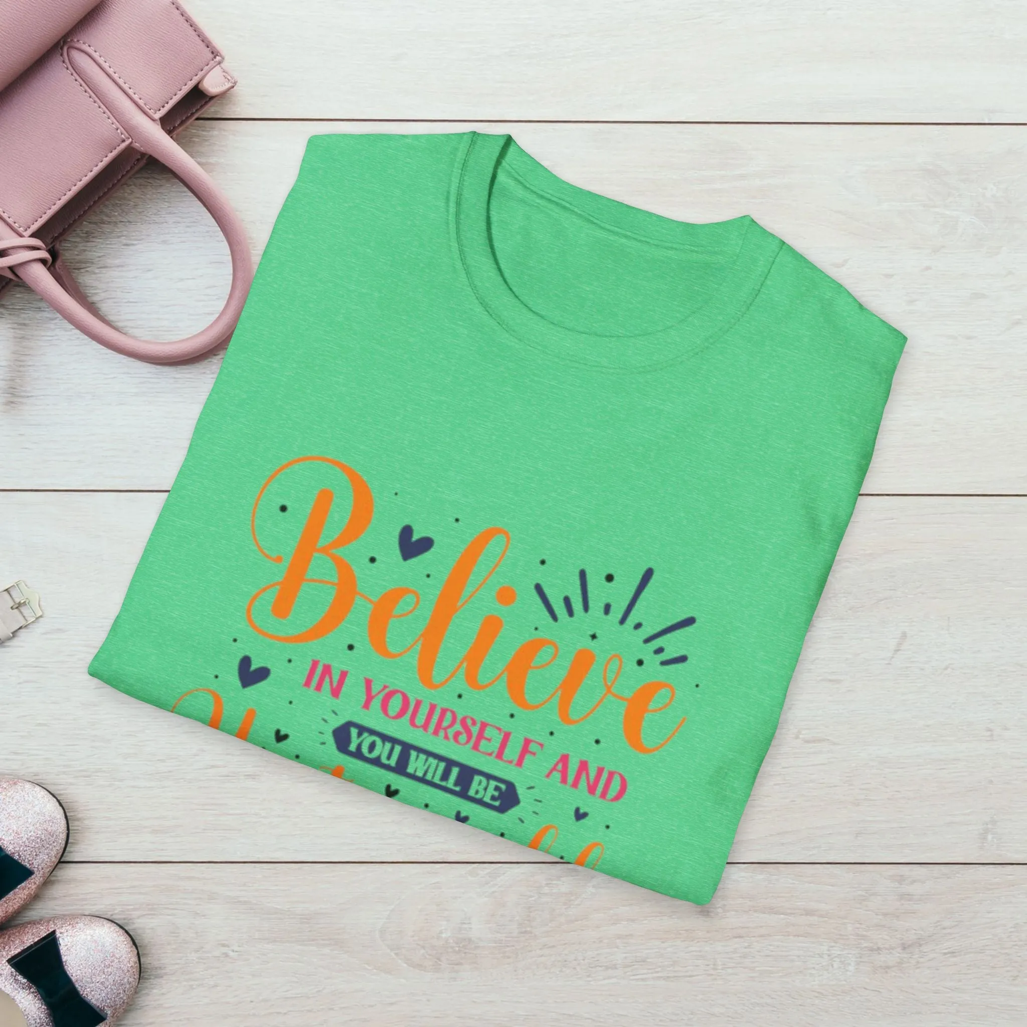 Unisex Softstyle T-Shirt - 'Believe in Yourself and You Will Be Unstoppable' Inspirational Tee