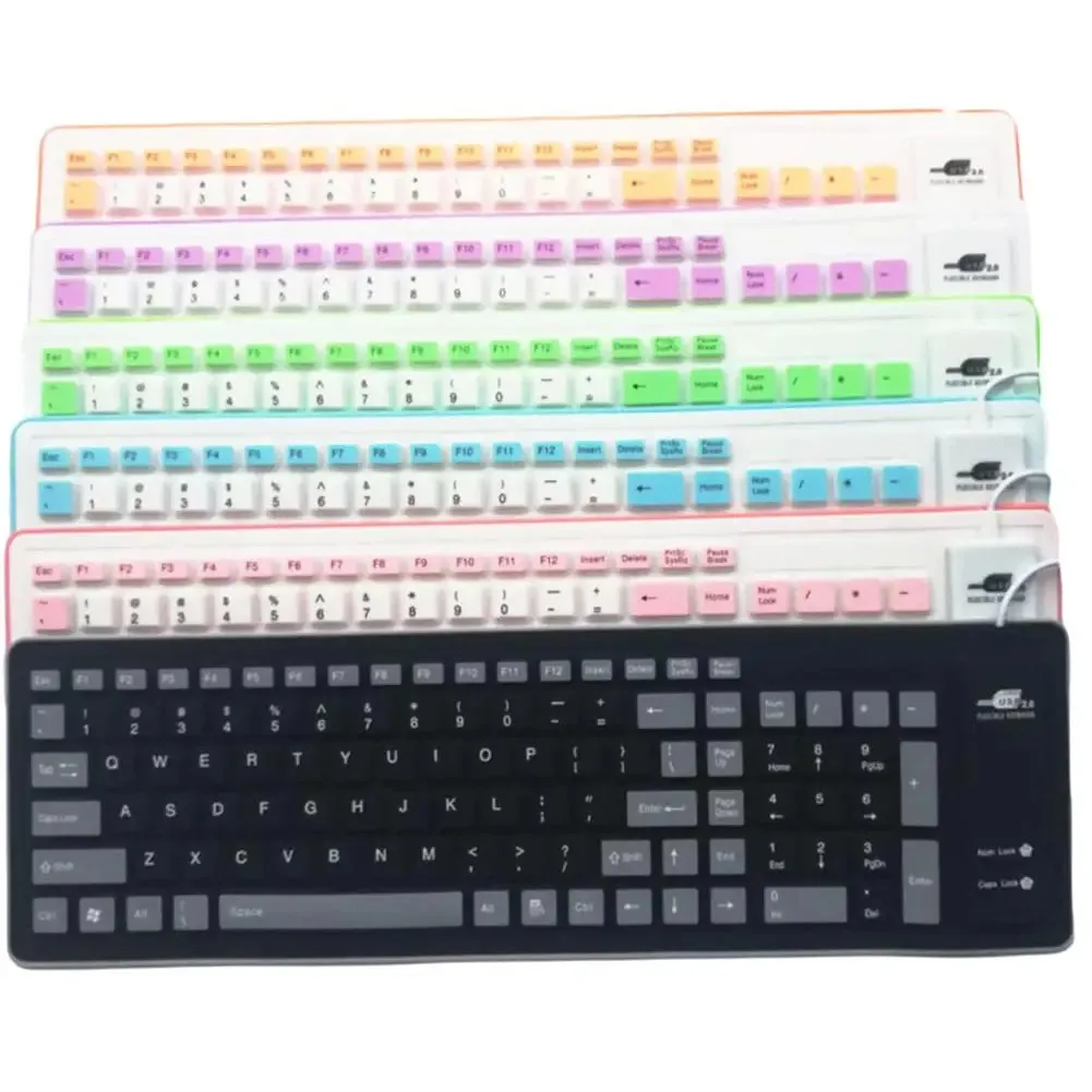 USB Waterproof Roll-Up Silicone Keyboard for PC Laptop