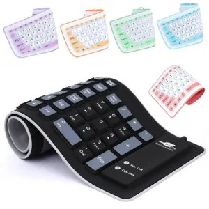 USB Waterproof Roll-Up Silicone Keyboard for PC Laptop