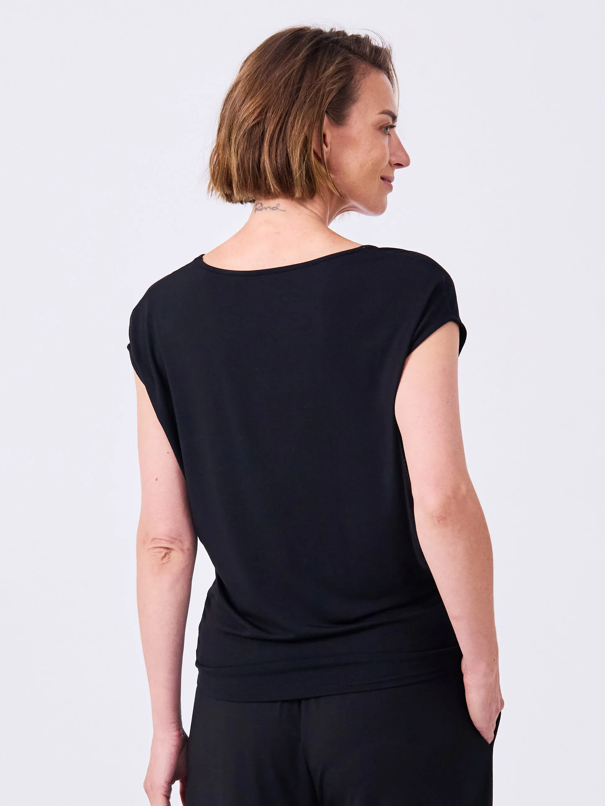 V Neck Modal Tee - Black