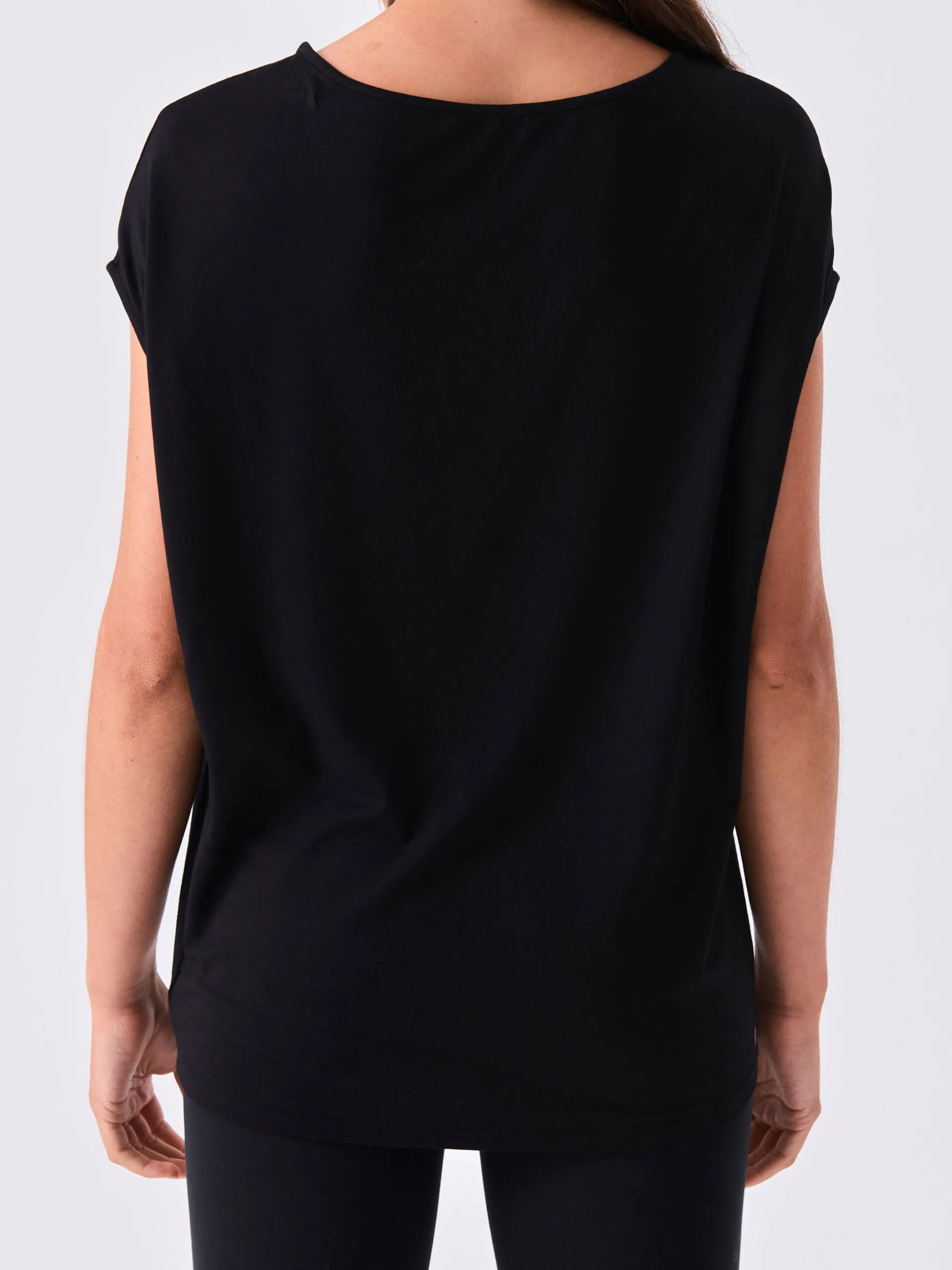 V Neck Modal Tee - Black