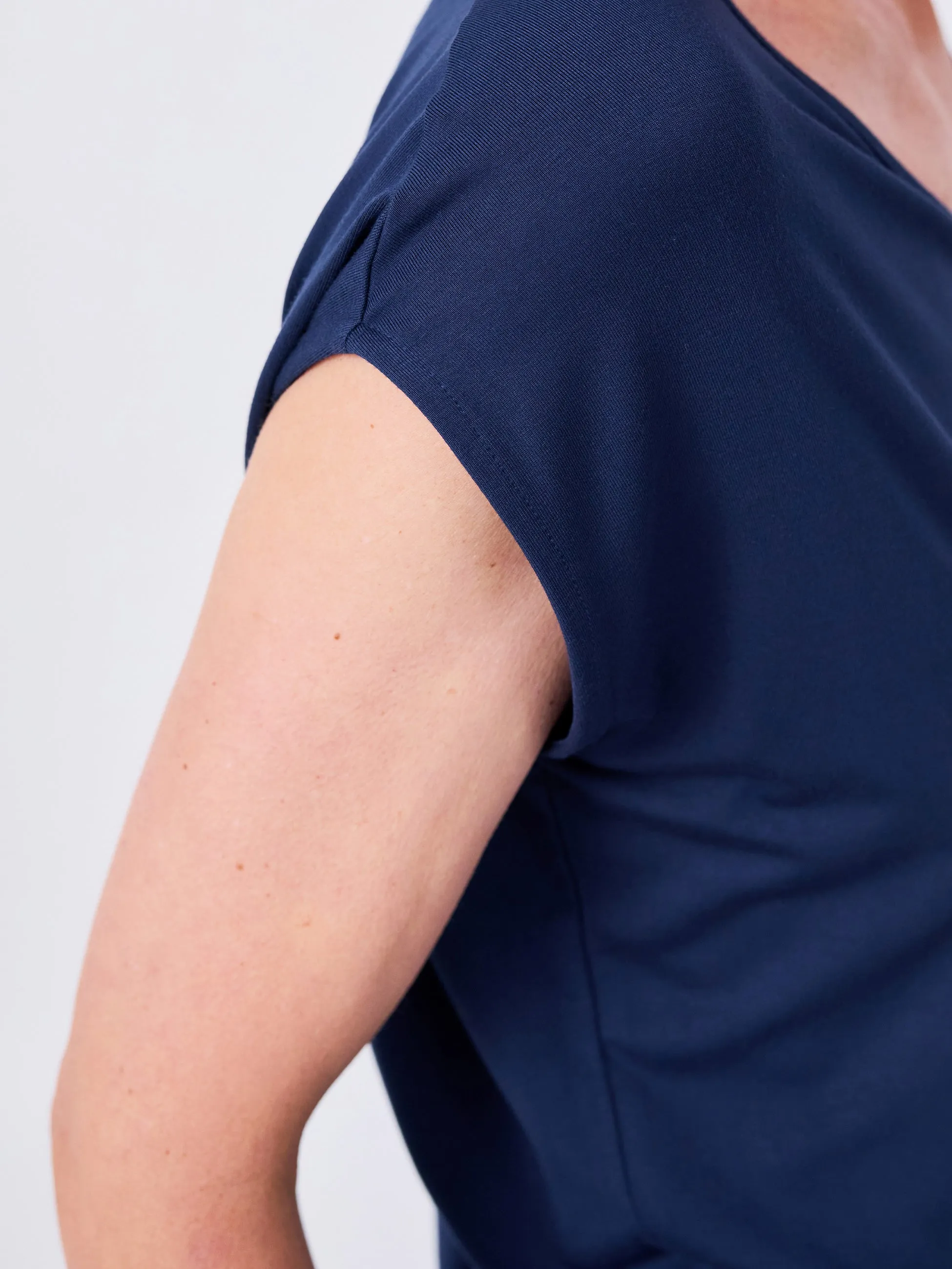 V Neck Modal Tee - Navy